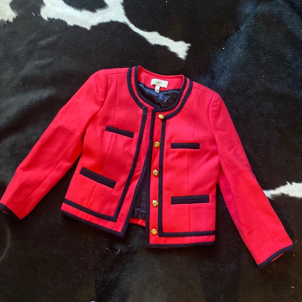 Pink and Navy Trim J. Crew Blazer Size 0